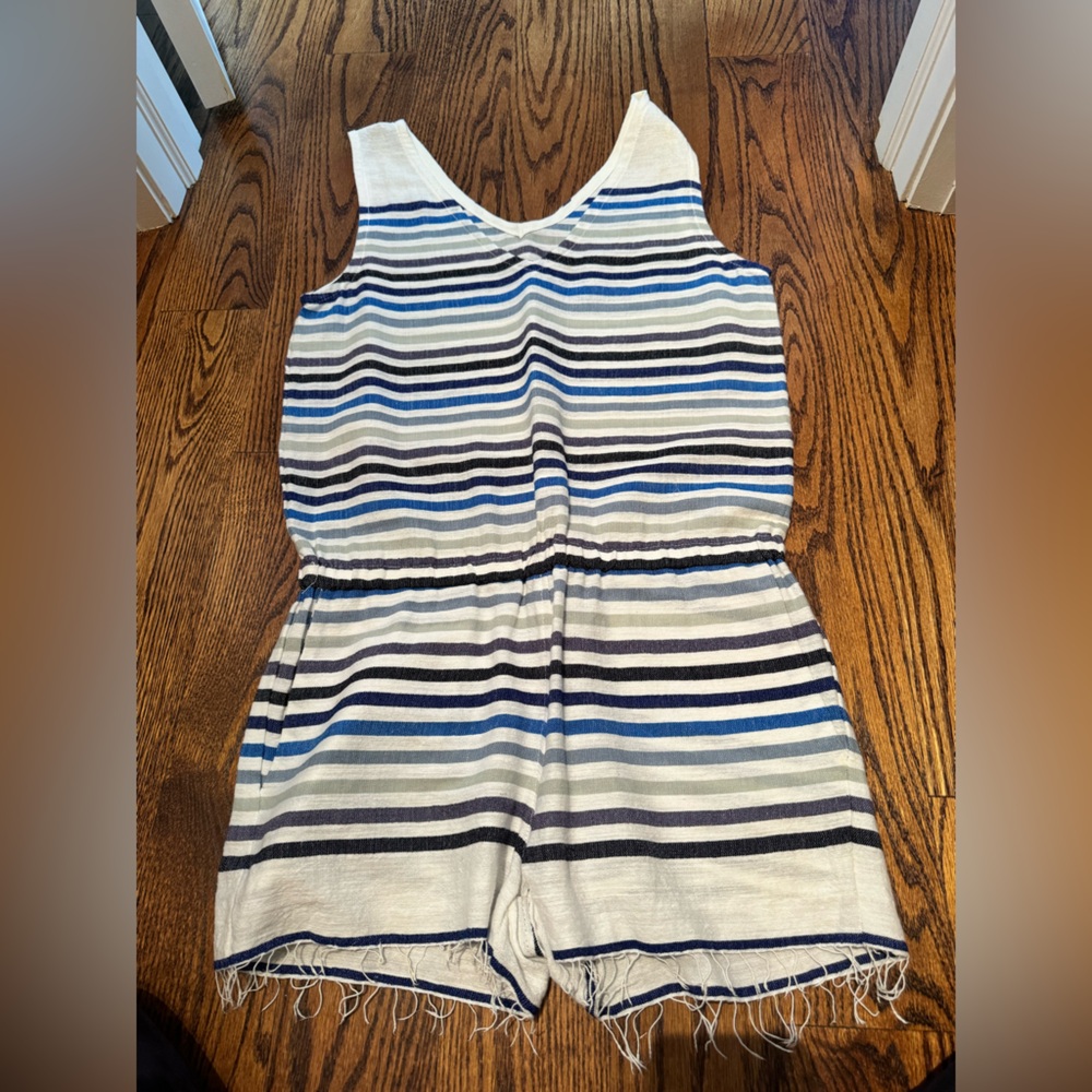 Lemlem Blue and White Striped Romper size XS
